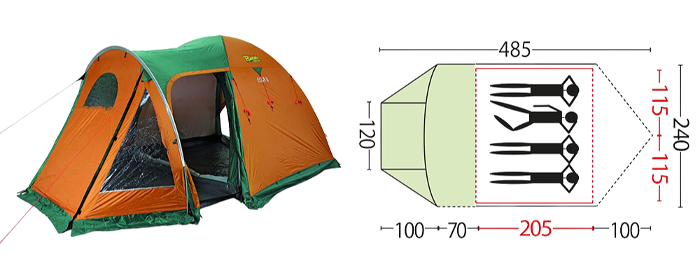 tenda da campeggio per 4 persone - elba vip